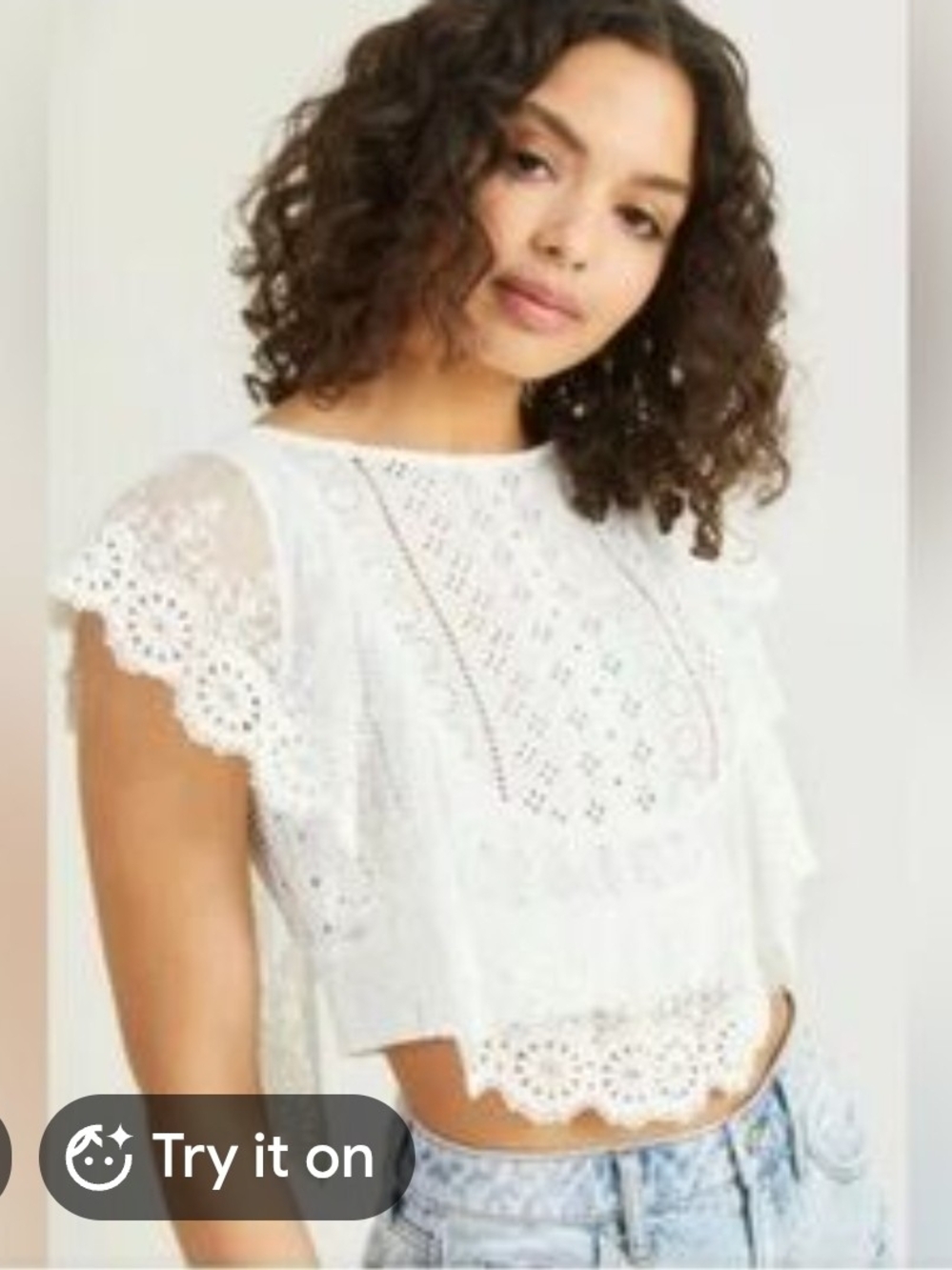 Free People Eyelet Lace Crop Top Size M.